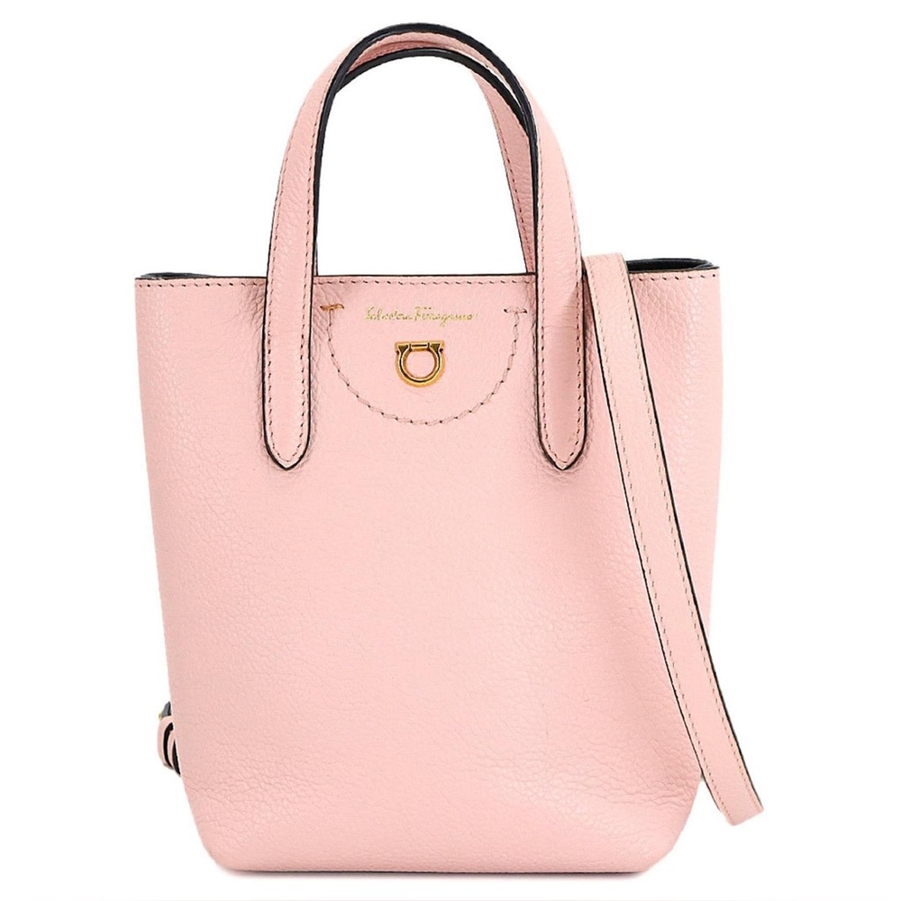 Salvatore Ferragamo Calfskin Gancini Mini Crossbody Handbag in Pink